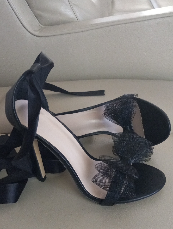 Black Ribbon Tie High Heel Sandals Size Eu 37 Elegant Heels Stylish Summer Looks